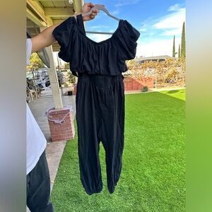 Free People Black Off-Shoulder Jumpsuit